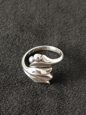 Vtg Avon Silver Sterling Modernist Bypass Flower Ring Size 9